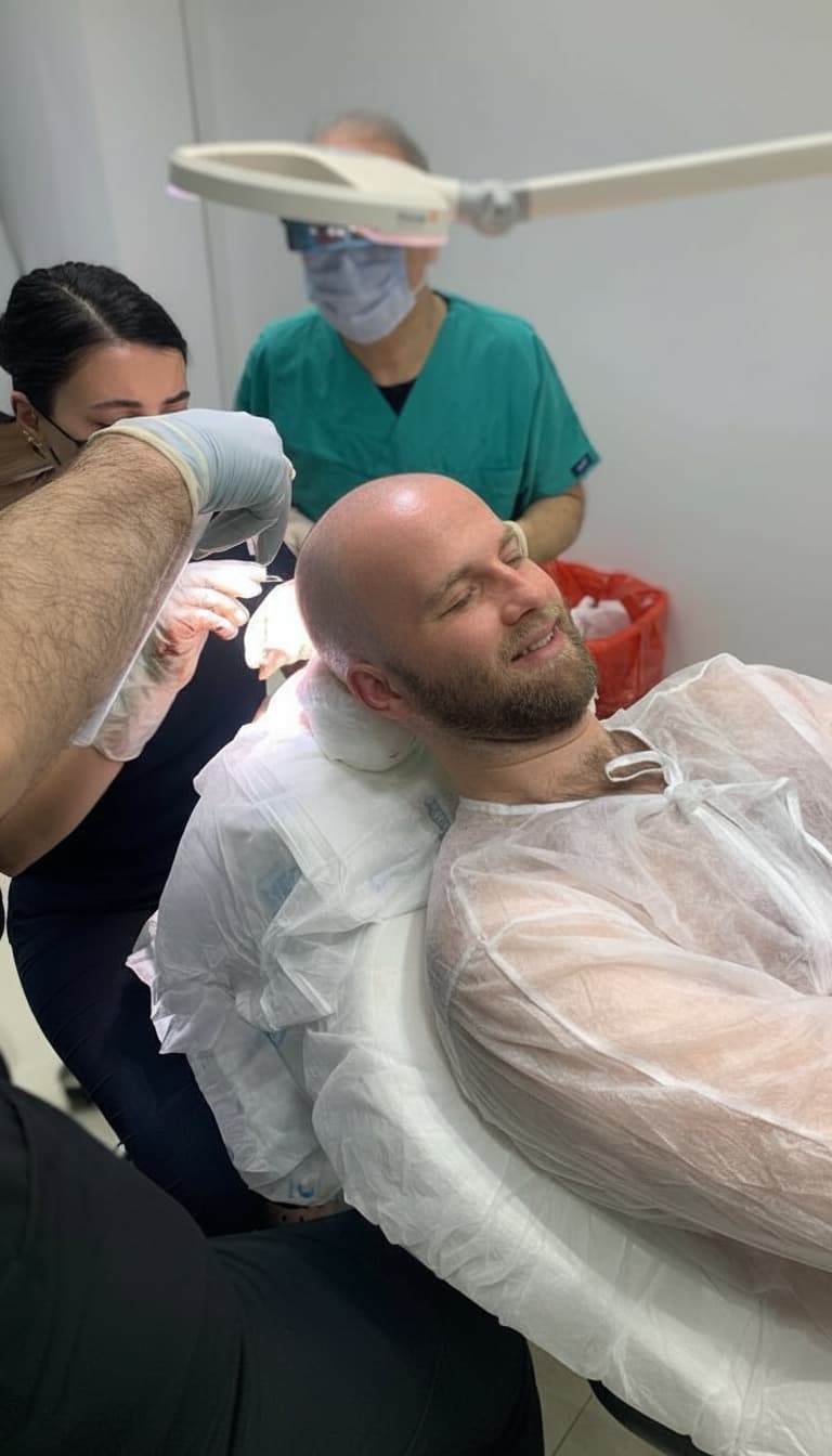Patient receiving advanced hair transplant technique